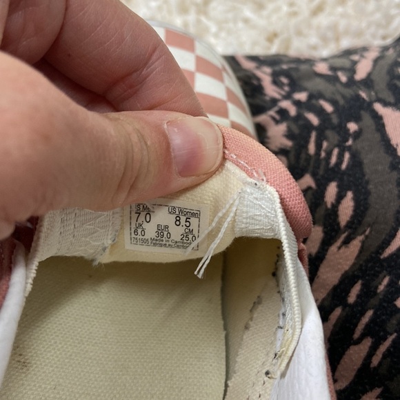 Vans Pink and White Checkered Slip-On Sneakers - Picture 7 of 7